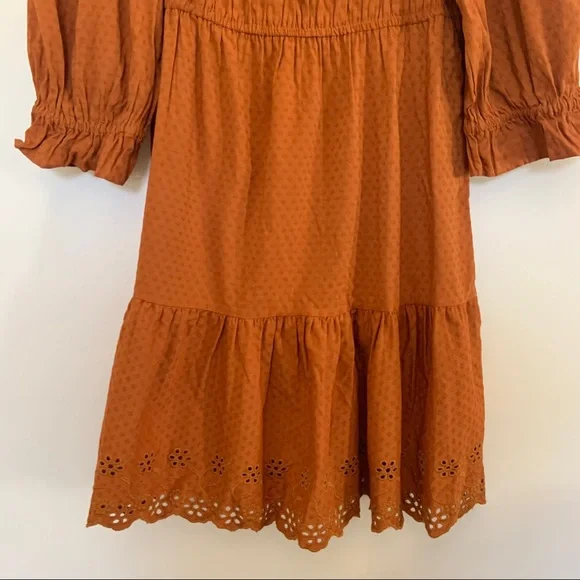 Universal Thread Rust Ruffle Long Sleeve Ruffle Dress - Picture 5 of 14